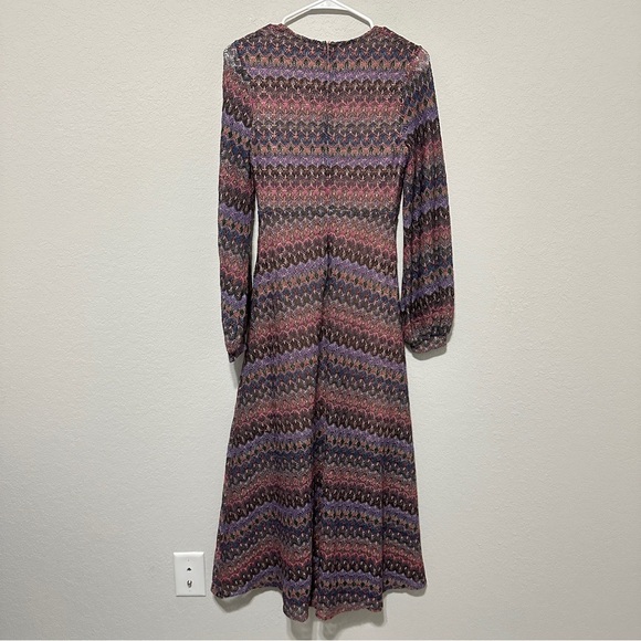 Altar'd State Multi Colored Woven Crochet Long Sleeve Lined Dress Size Small - Picture 2 of 9